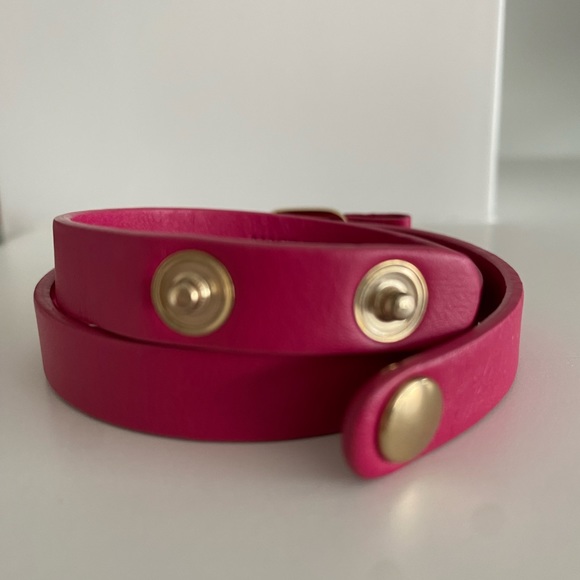 Salvatore Ferragamo Barbie pink leather double wrap bow bracelet - Picture 8 of 9
